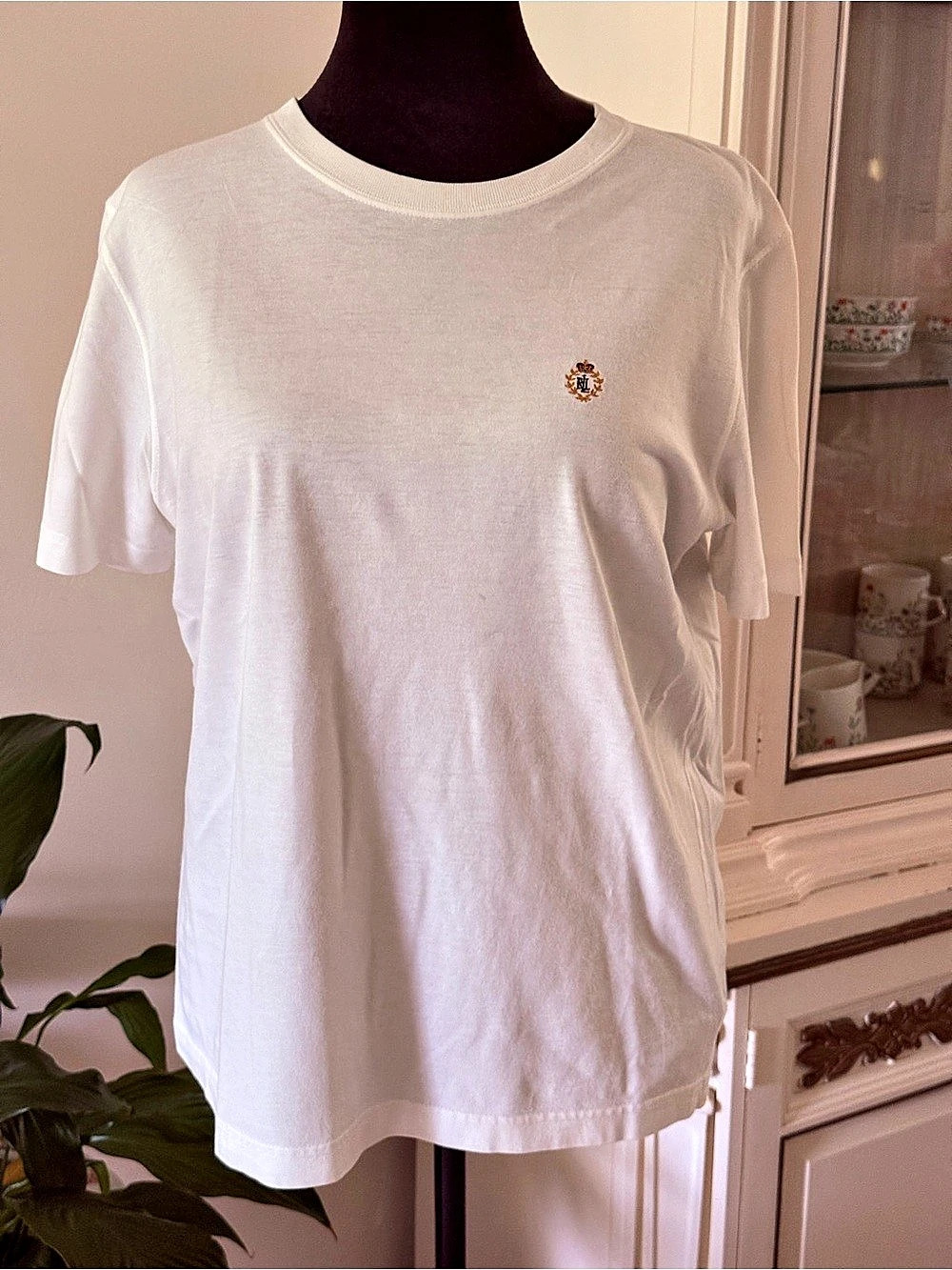 Lauren Ralph Lauren Cotton Short Sleeve Tee in White Large Like New
